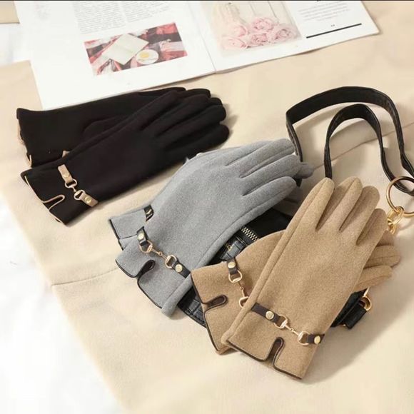 Kaki stylish gloves - Picture 2 of 3